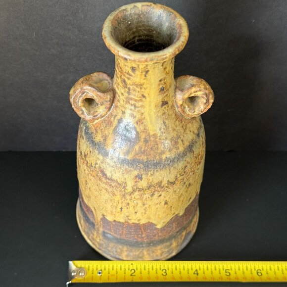 Handmade Rustic Ceramic Jug With Dual Handles & Earthy Drip Glaze Finish - Picture 8 of 9